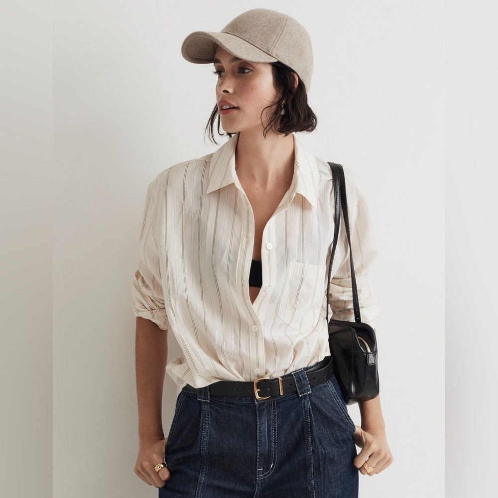 NWOT Madewell Cream Striped Buttondown